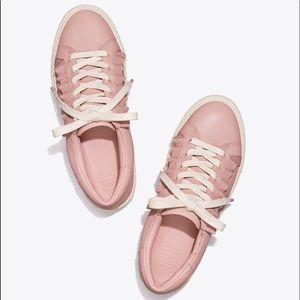 NWT Tory Burch Sport Calf Leather Pink Ruffle Sneakers 8.5